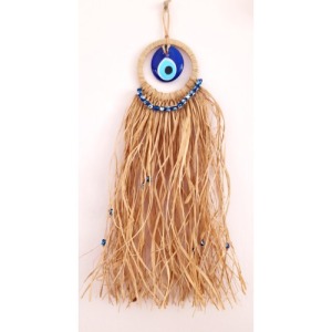 Cam Nazar Boncuklu Rafyalı Mini Duvar Süsü 